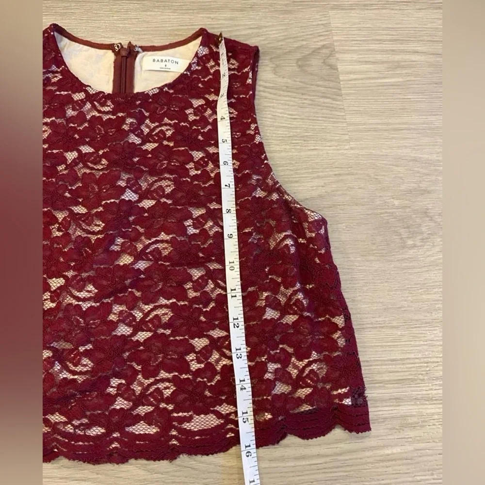 BABATON Aritzia Cute Burgundy Lace Crop Top. Size 2 - Picture 8 of 8
